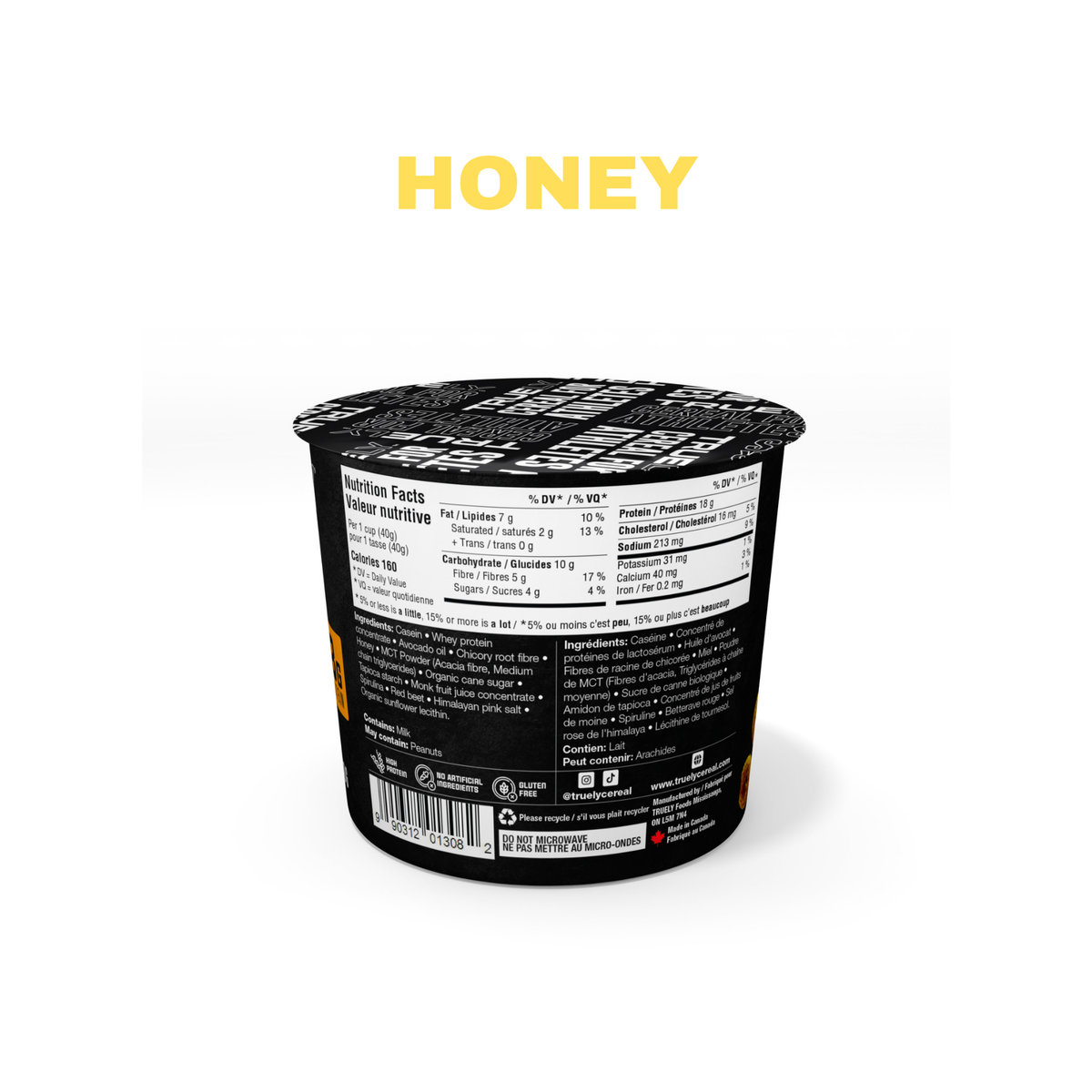 Truely Single Serving Honey Flavour nutrition facts and ingredients.