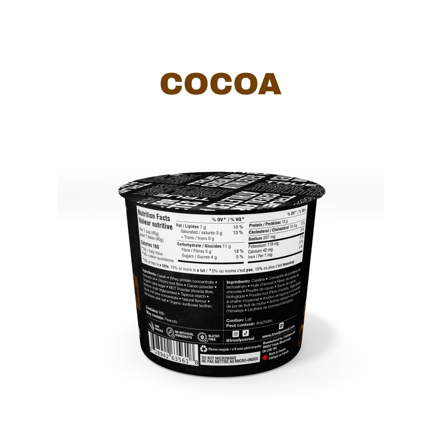 Truely Single Serving Cocoa Flavour nutrition facts and ingredients.