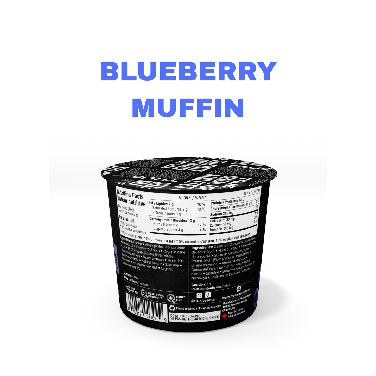 Truely Single Serving Bluberry Flavour nutrition facts and ingredients.