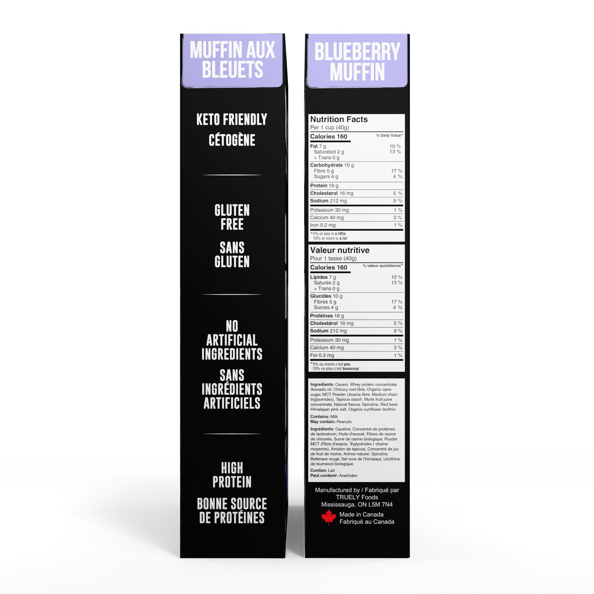 Truely Cereal Blueberry Flavour nutrition facts and ingredients information.