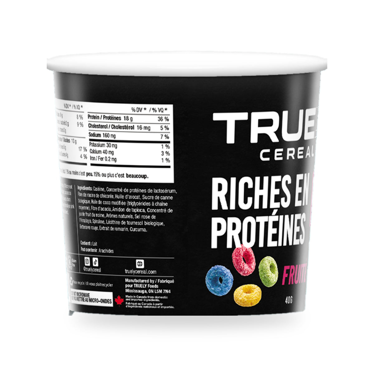 Truely Fruity single-serve cup, back