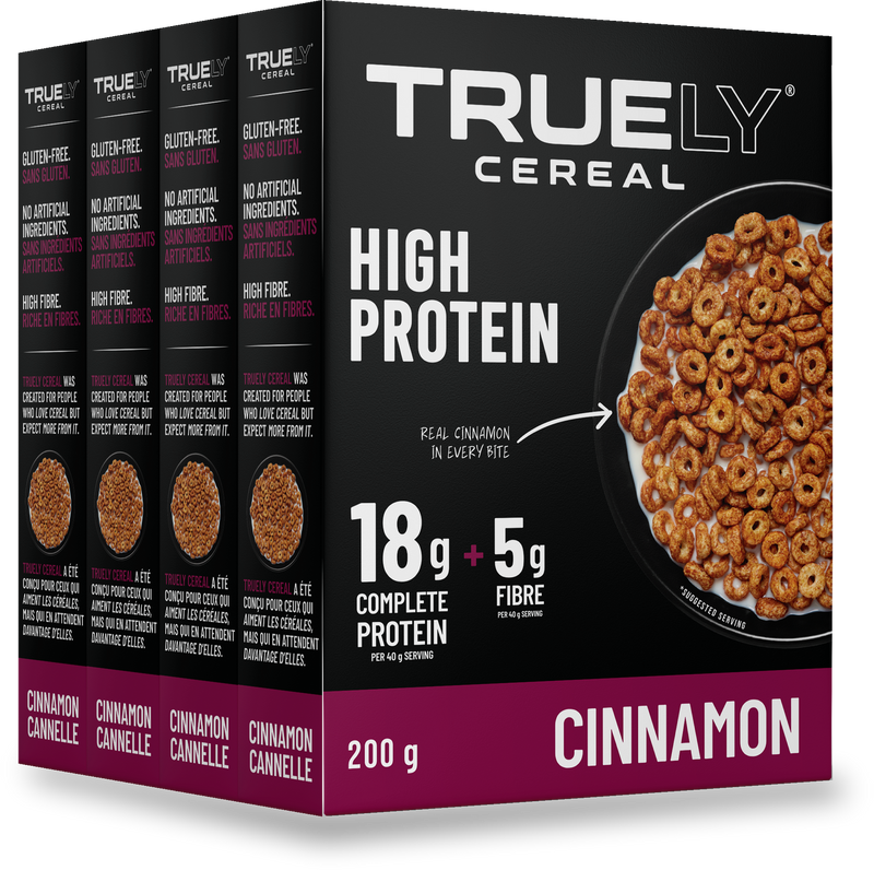 Truely Cinnamon high protein cereal, 4 boxes