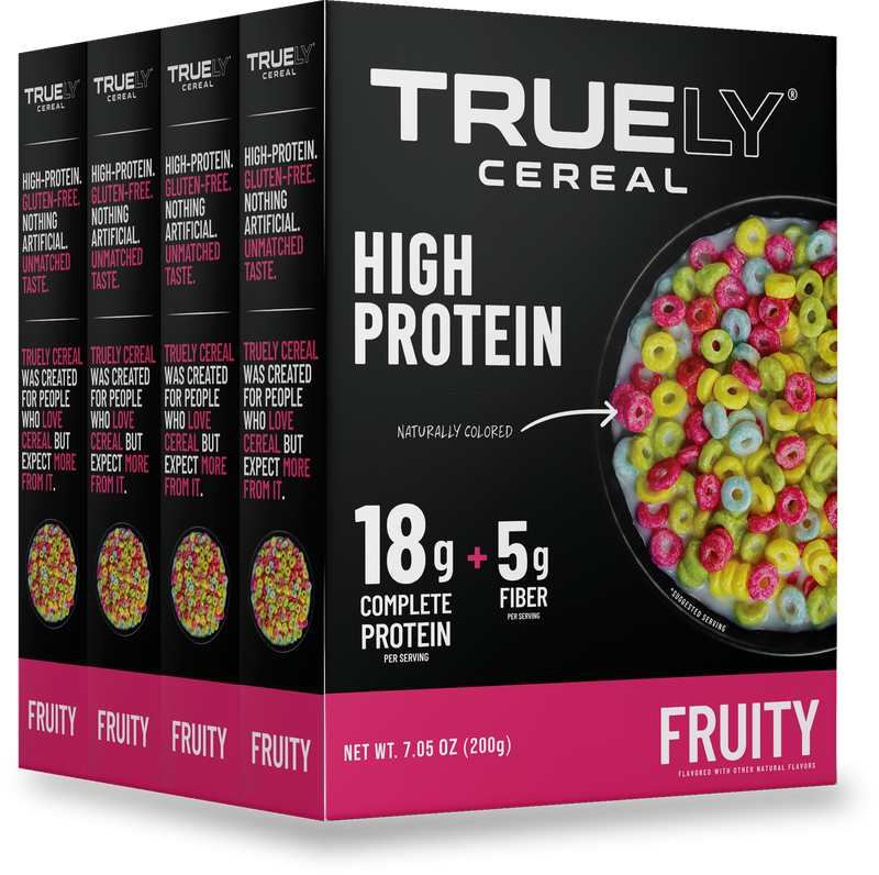 Truely Fruity high protein cereal, 4 boxes