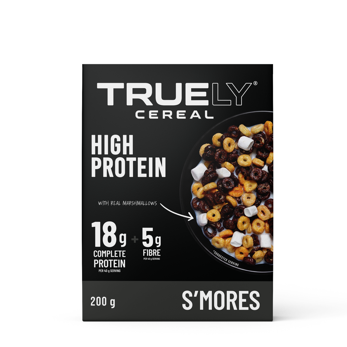 Truely High Protein Cereal S'Mores 200g box, front