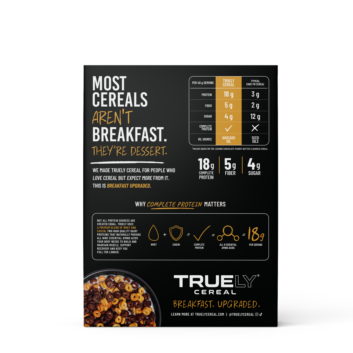 Truely Cereal Chocolate Peanut Butter 200g box, back