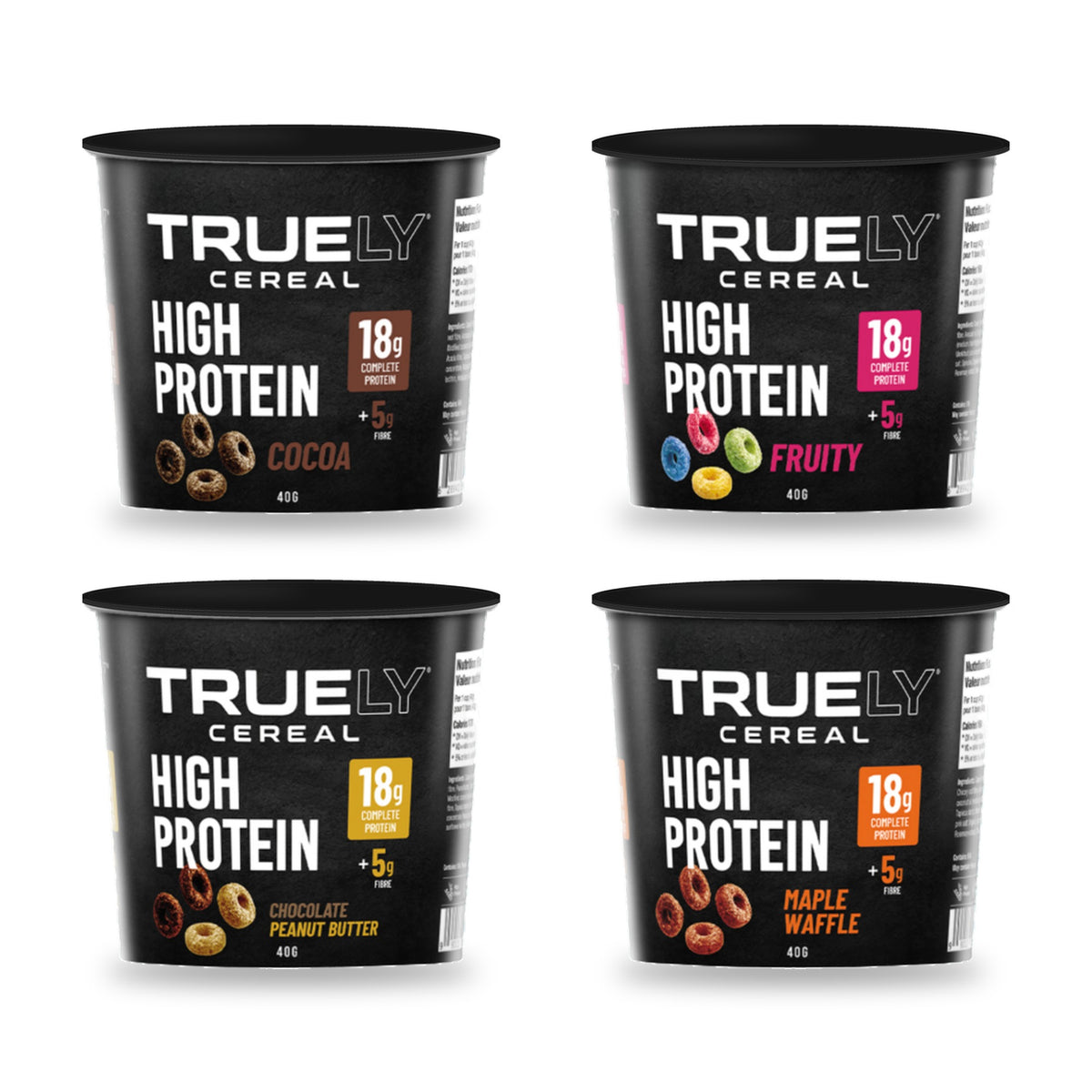 Truely single-serve variety 12 pack: Cocoa, Fruity, Chocolate Peanut Butter and Maple cups