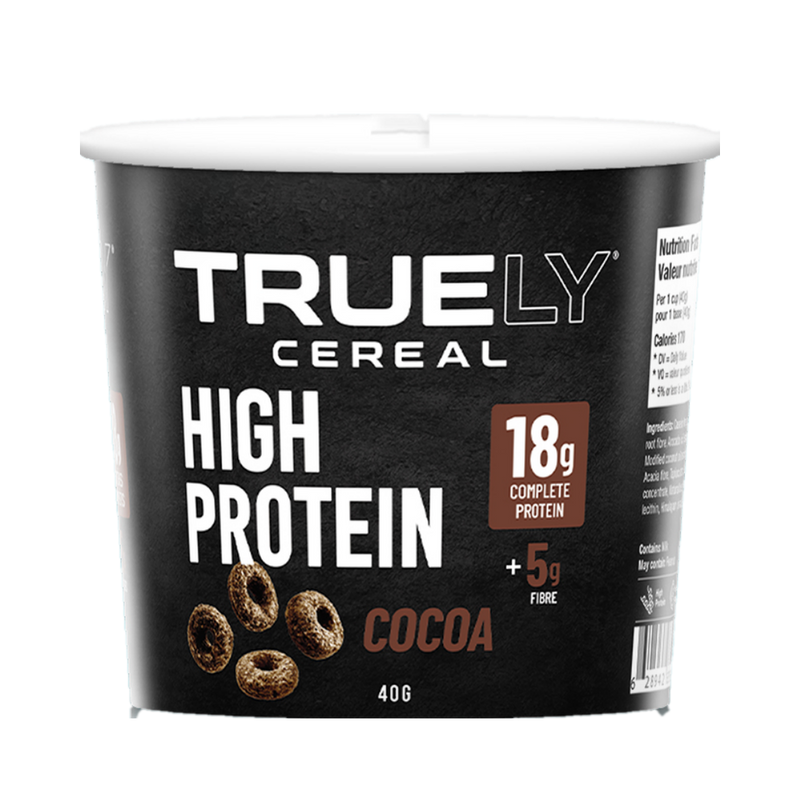 Truely Cocoa high protein cereal, 12 cups