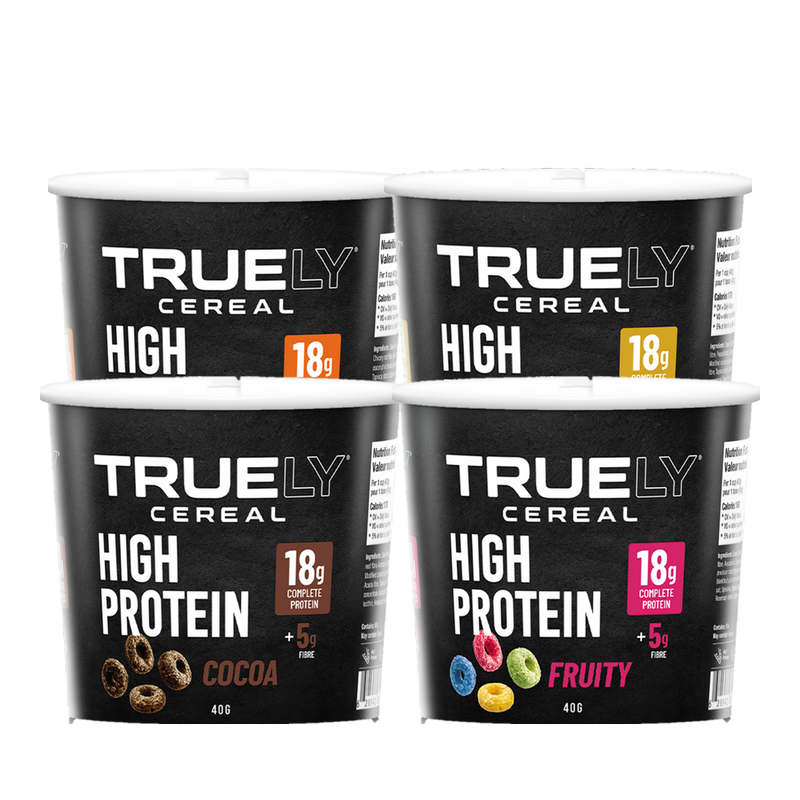 Truely Variety high protein cereal, 12 cups