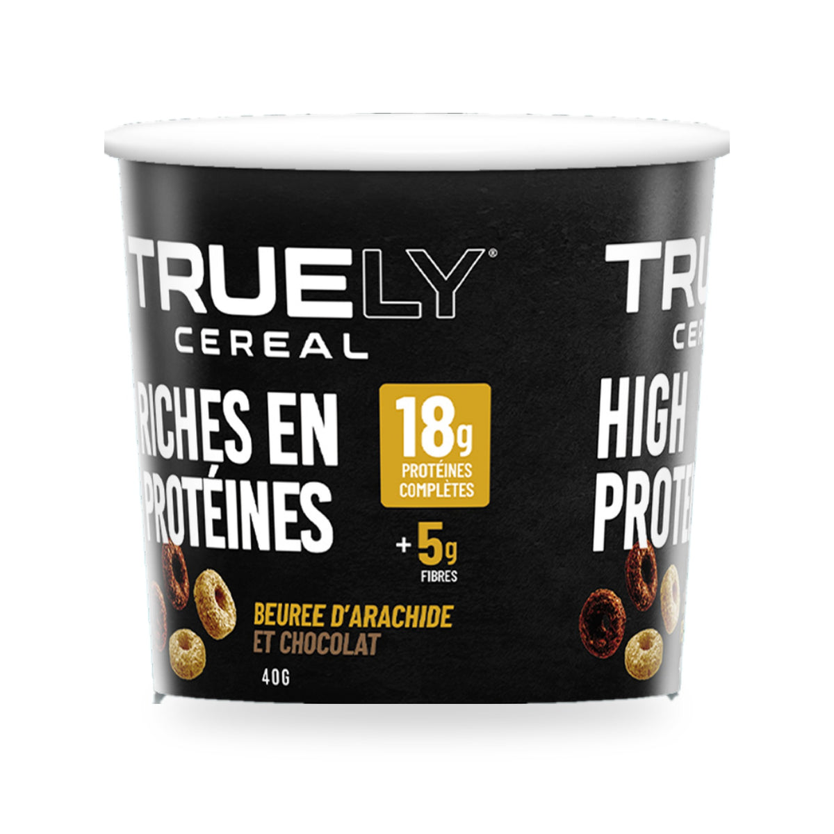 Truely Chocolate Peanut Butter single-serve cup, French side