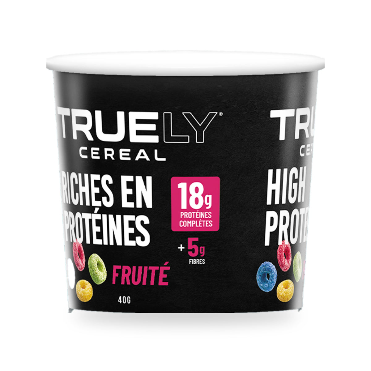 Truely Fruity single-serve cup, French side